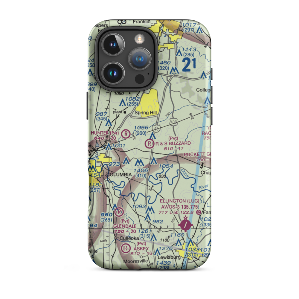 R & S Buzzard Airport (0TN0) VFR Sectional  Tough iPhone Case iPhone 16 Pro Max model shown