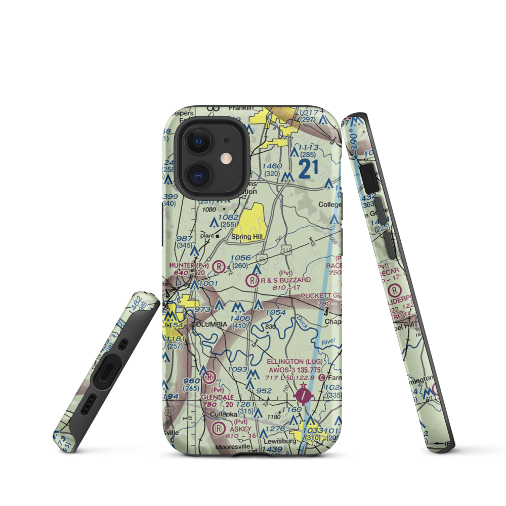 R & S Buzzard Airport (0TN0) VFR Sectional  Tough iPhone Case iPhone 12 mini model shown