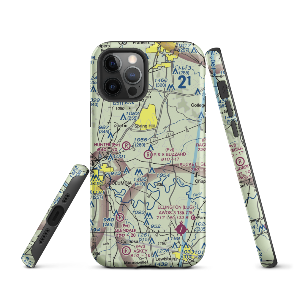 R & S Buzzard Airport (0TN0) VFR Sectional  Tough iPhone Case iPhone 12 Pro model shown
