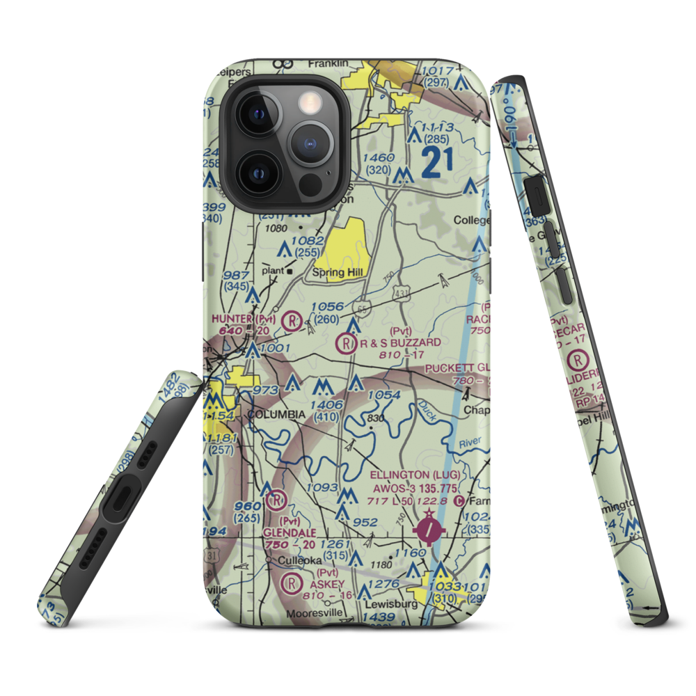 R & S Buzzard Airport (0TN0) VFR Sectional  Tough iPhone Case iPhone 12 Pro Max model shown