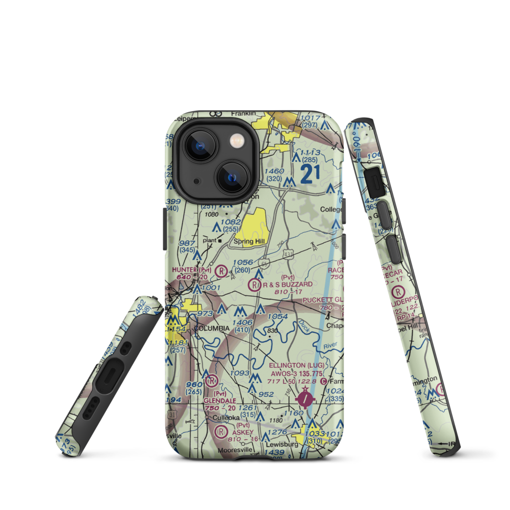 R & S Buzzard Airport (0TN0) VFR Sectional  Tough iPhone Case iPhone 13 mini model shown