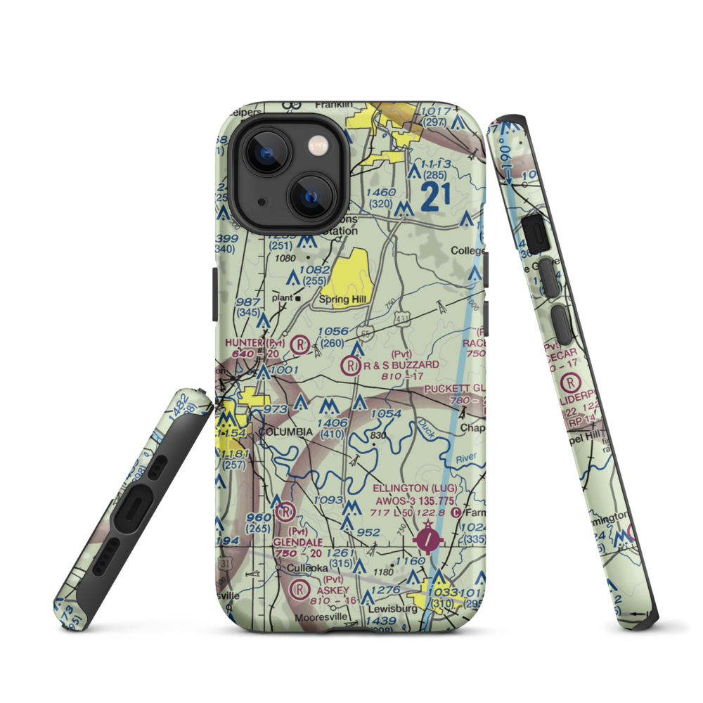 R & S Buzzard Airport (0TN0) VFR Sectional  Tough iPhone Case iPhone 13 model shown