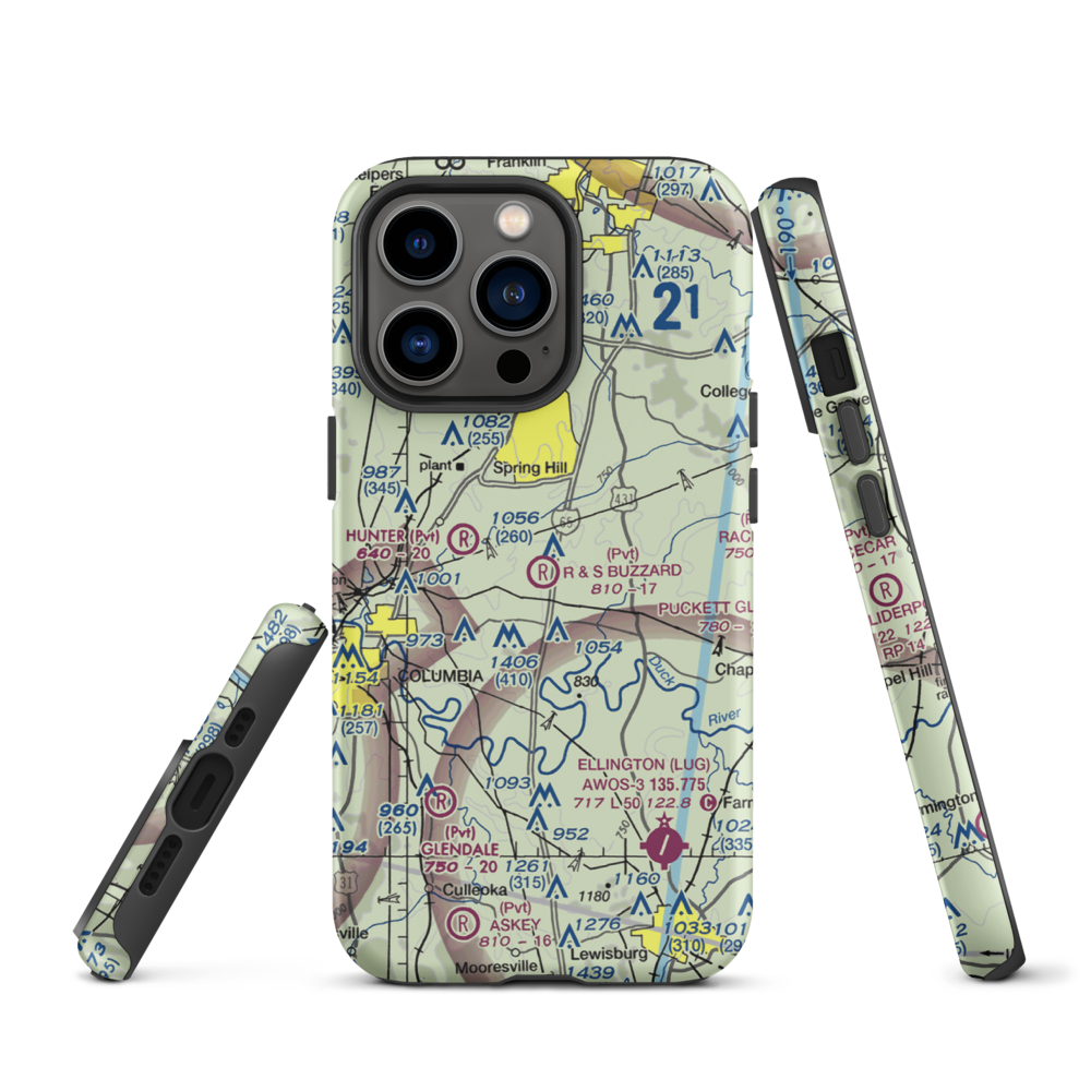 R & S Buzzard Airport (0TN0) VFR Sectional  Tough iPhone Case iPhone 13 Pro model shown