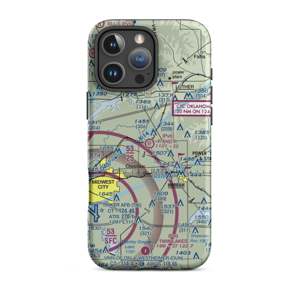 R and R Airport (9OK9) VFR Sectional  Tough iPhone Case iPhone 16 Pro Max model shown