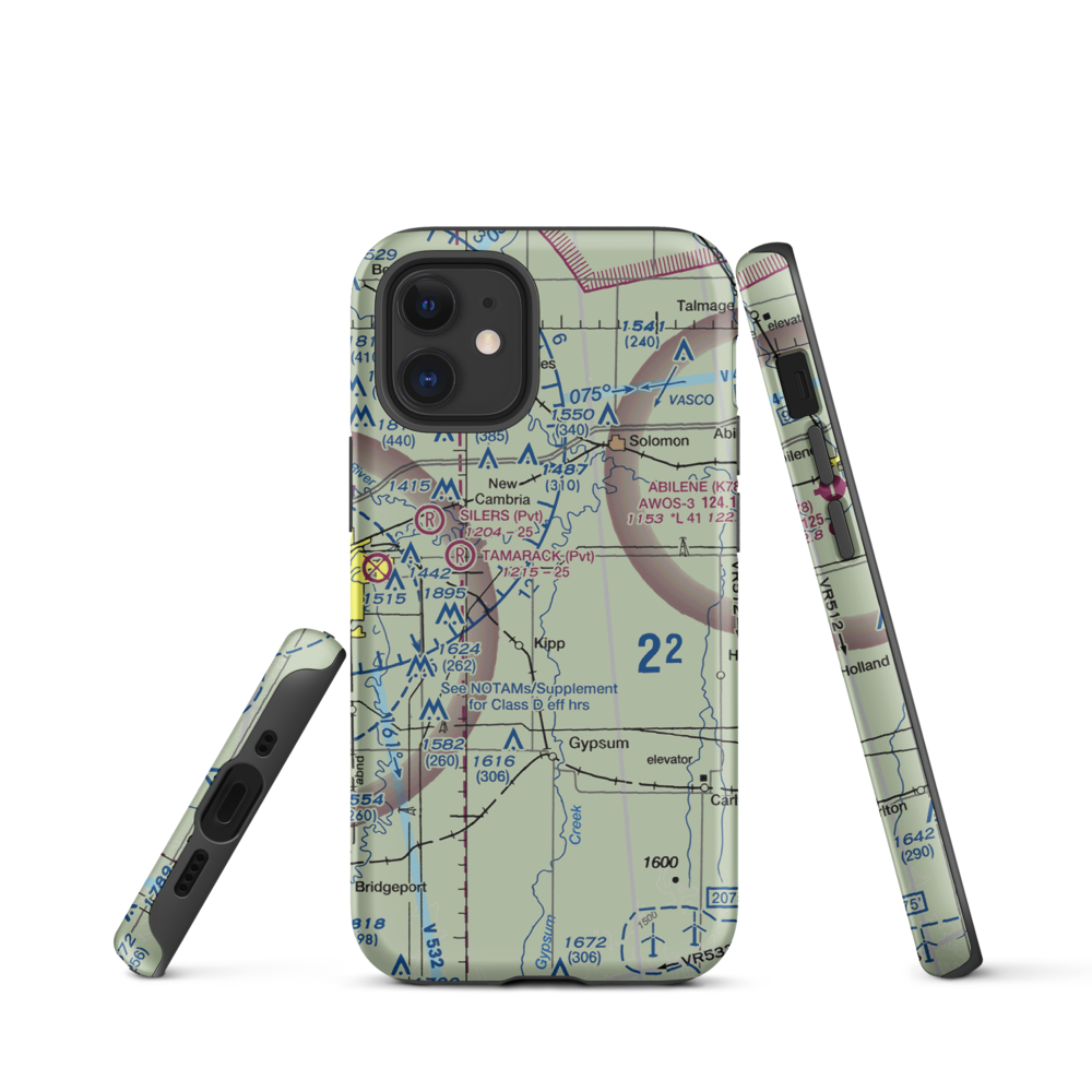 R F Roesner Airport (48KS) VFR Sectional  Tough iPhone Case iPhone 12 mini model shown