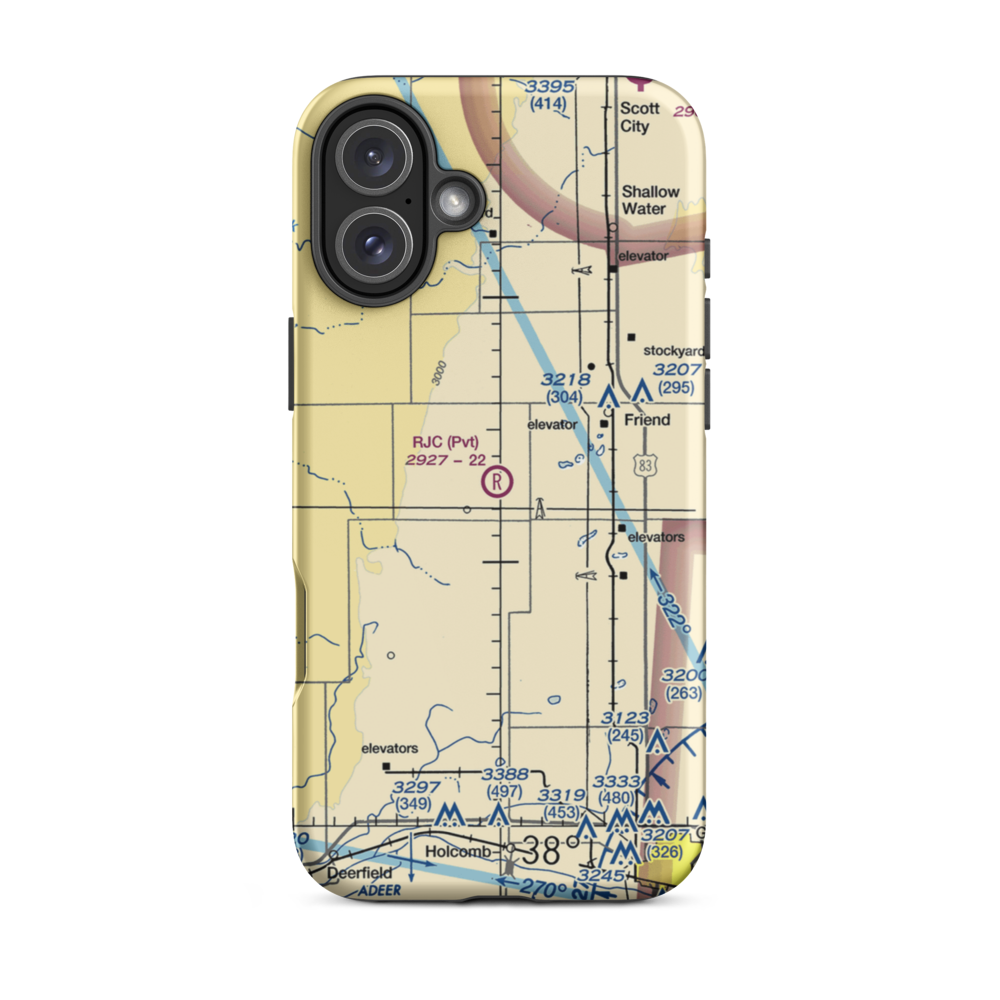 R J C Farms Inc Airport (SN55) VFR Sectional  Tough iPhone Case iPhone 16 Plus model shown