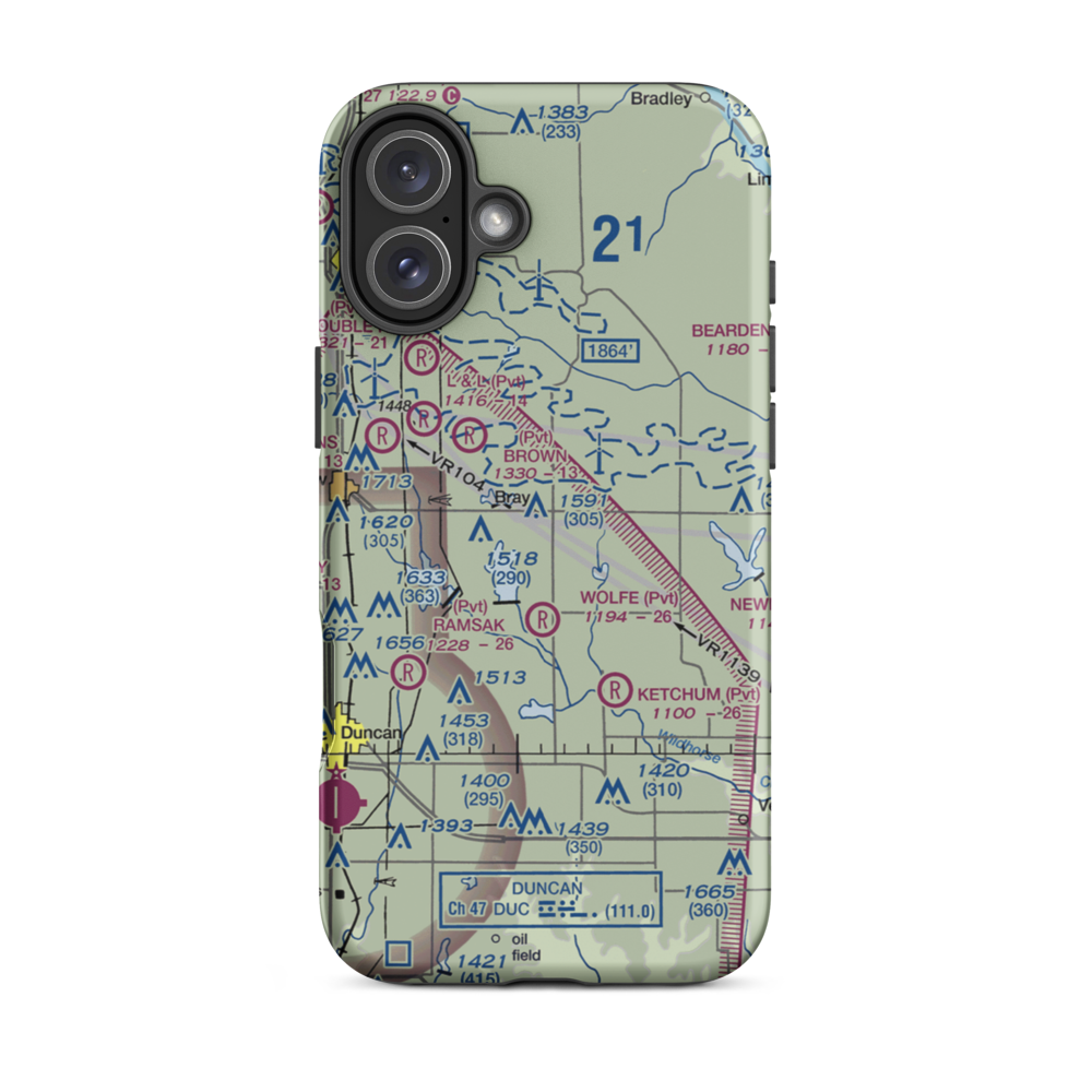 Raab Field Airport (OK63) VFR Sectional  Tough iPhone Case iPhone 16 Plus model shown