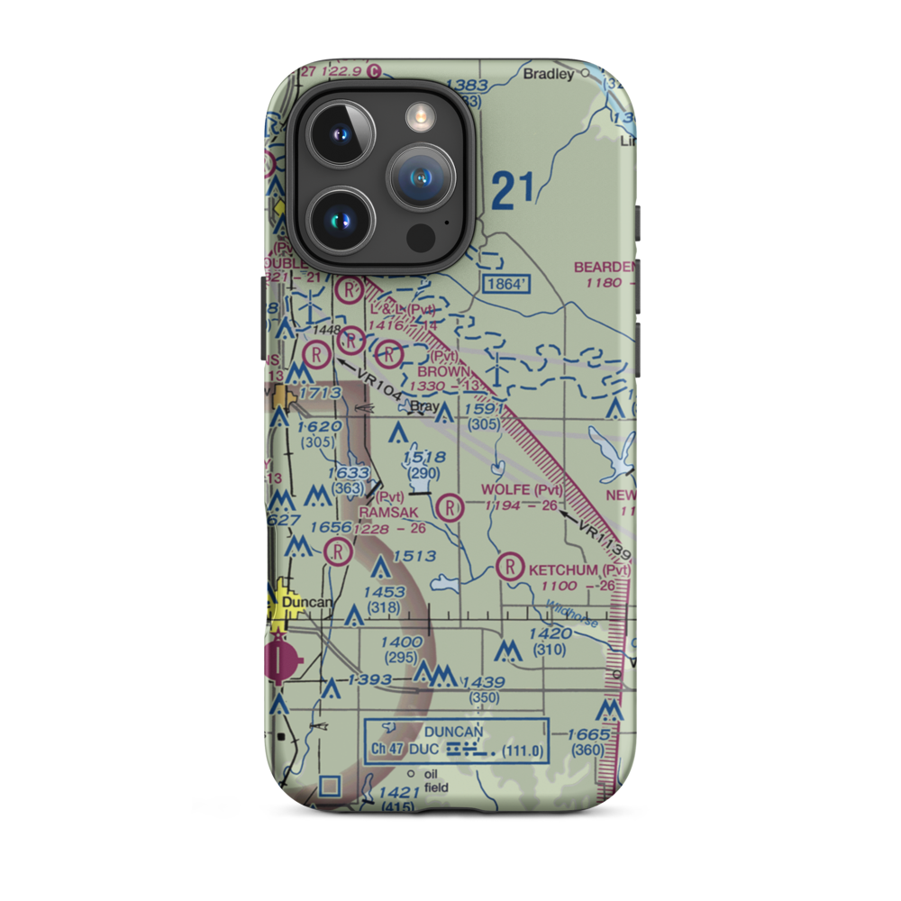 Raab Field Airport (OK63) VFR Sectional  Tough iPhone Case iPhone 16 Pro Max model shown