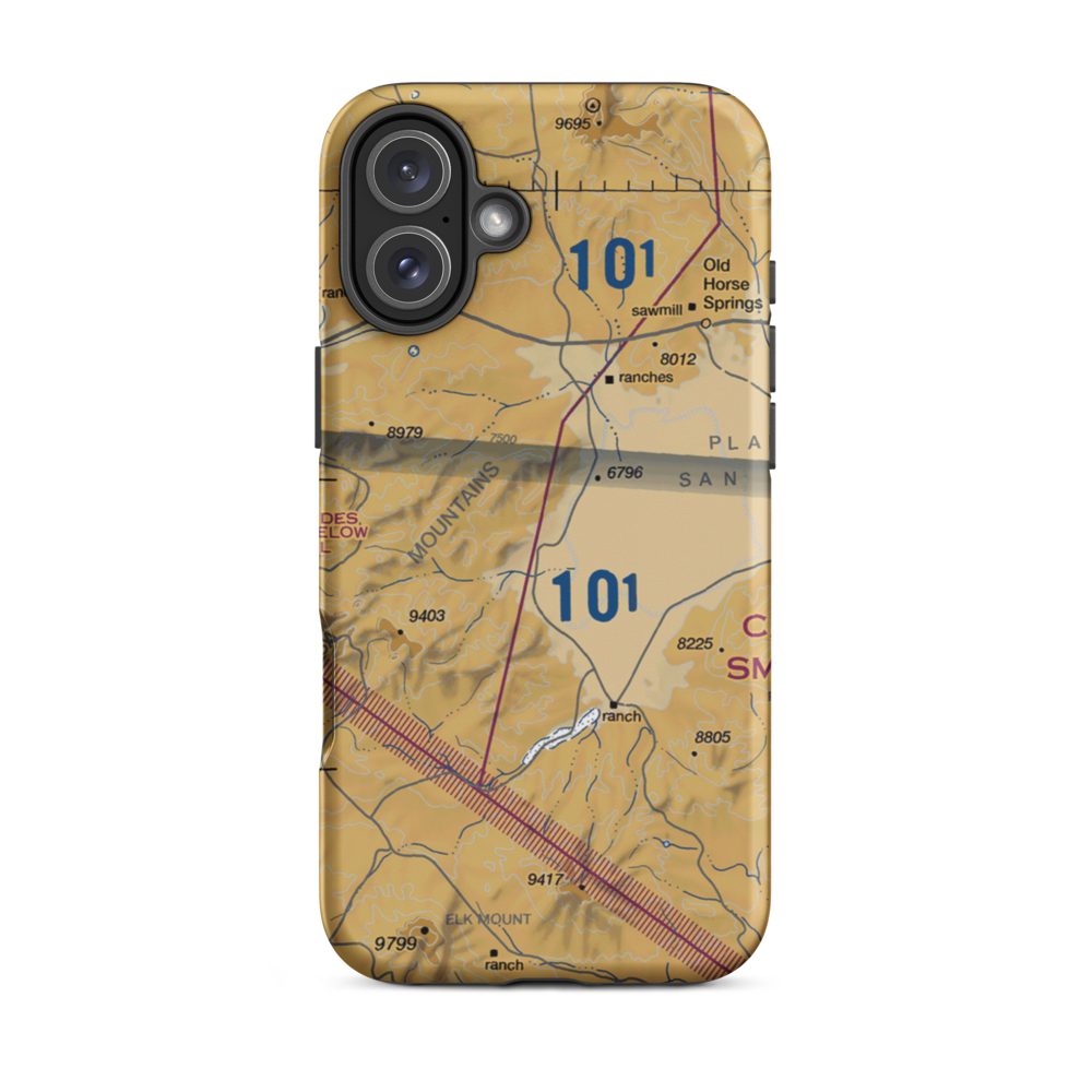 Rael Ranch Horse Pasture Airport (NM68) VFR Sectional  Tough iPhone Case iPhone 16 Plus model shown