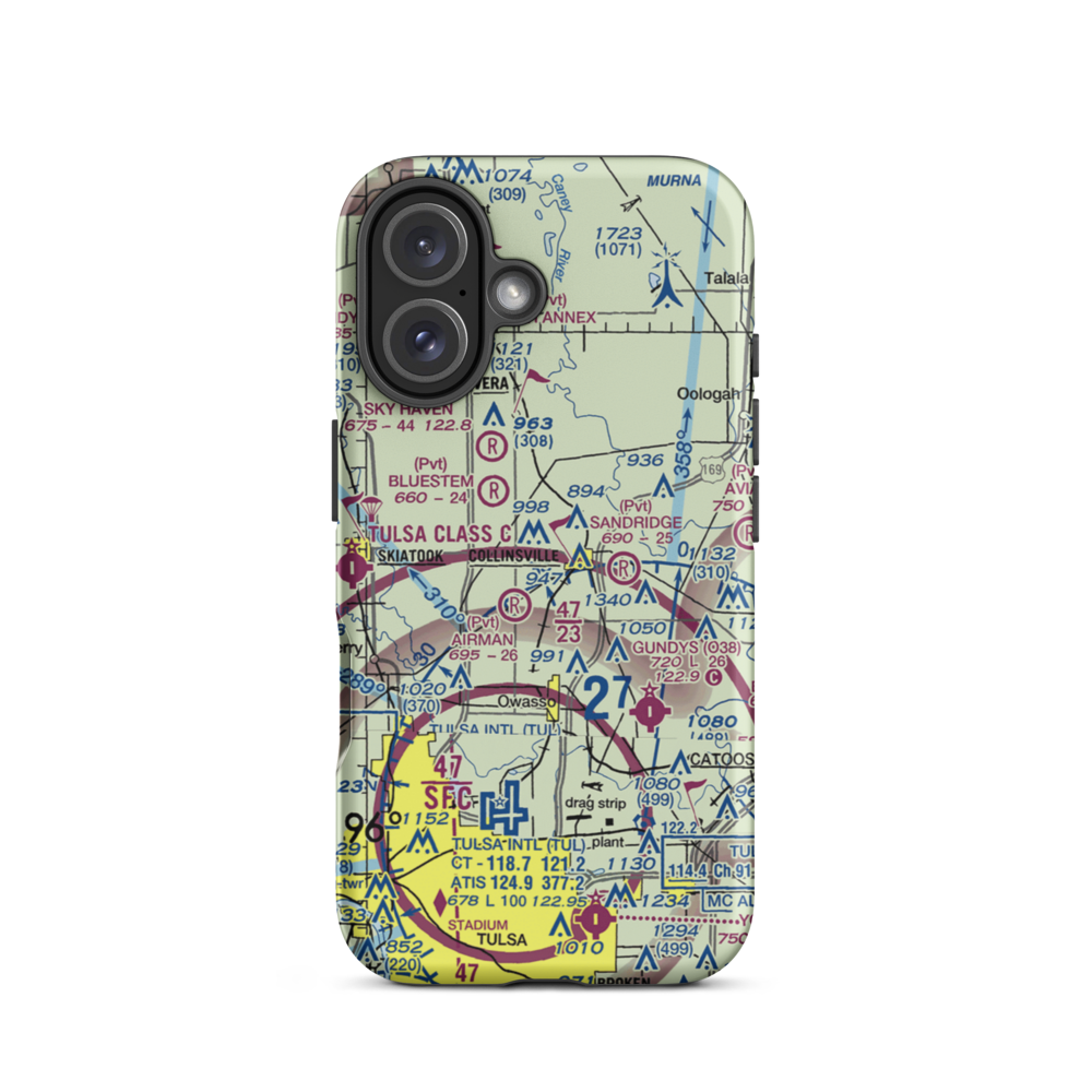 Ragtime Aerodrome (09OK) VFR Sectional  Tough iPhone Case iPhone 16 model shown