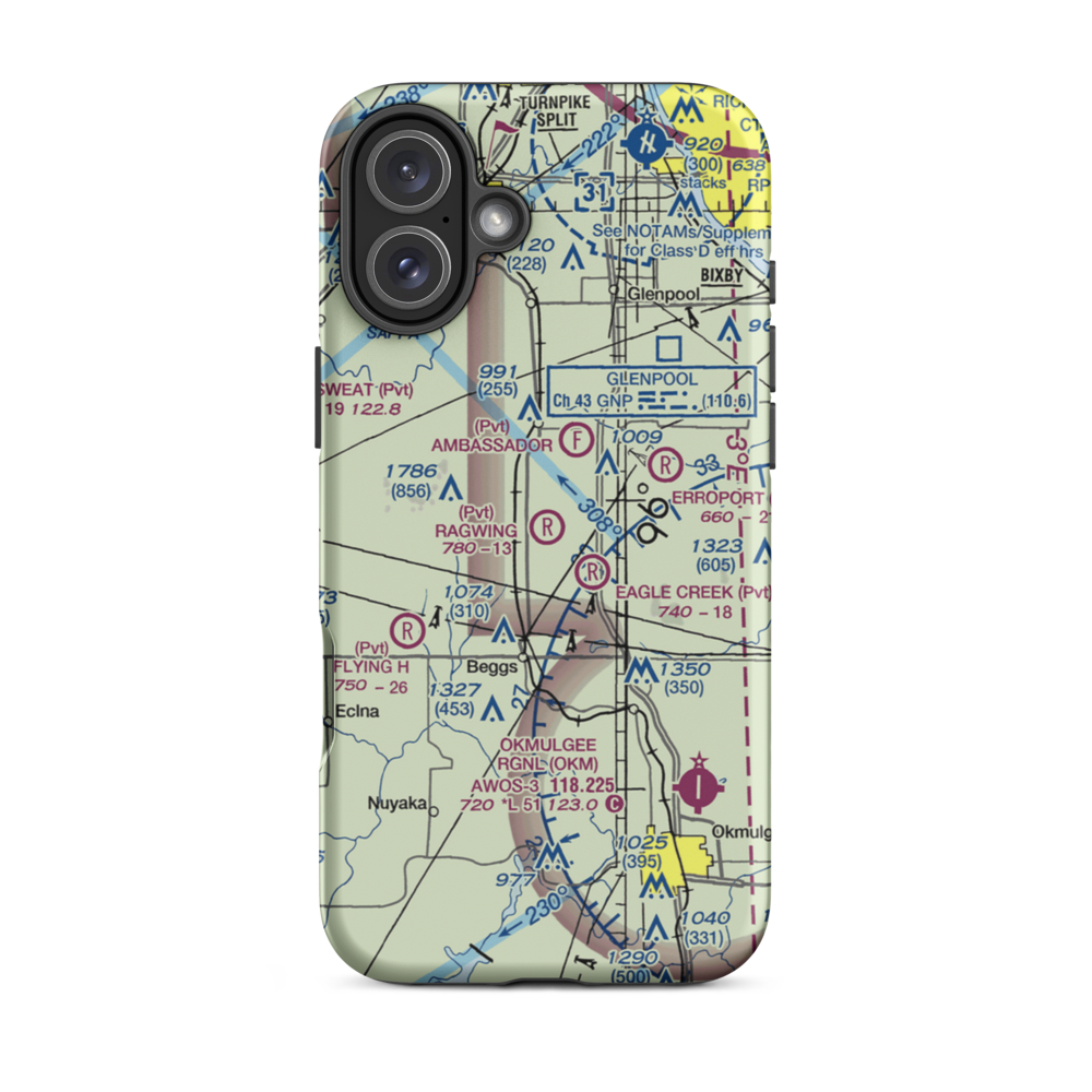 Ragwing Acres Airport (2OK4) VFR Sectional  Tough iPhone Case iPhone 16 Plus model shown