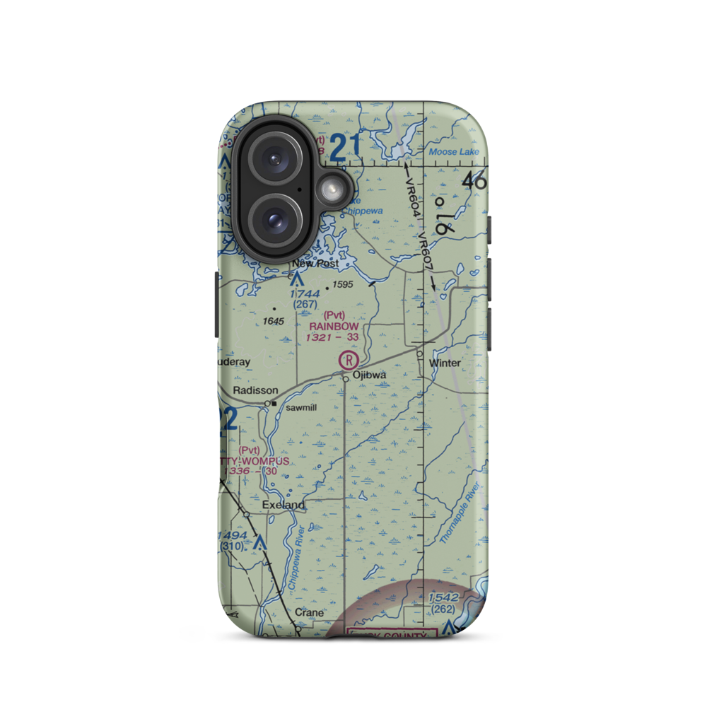 Rainbow Airport (WI37) VFR Sectional  Tough iPhone Case iPhone 16 model shown