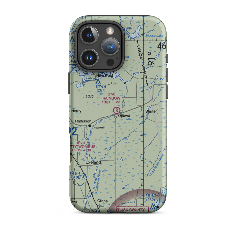 Rainbow Airport (WI37) VFR Sectional  Tough iPhone Case iPhone 16 Pro Max model shown