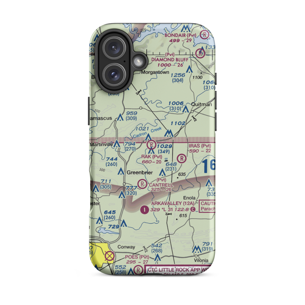 Rak Airport (20AR) VFR Sectional  Tough iPhone Case iPhone 16 Plus model shown