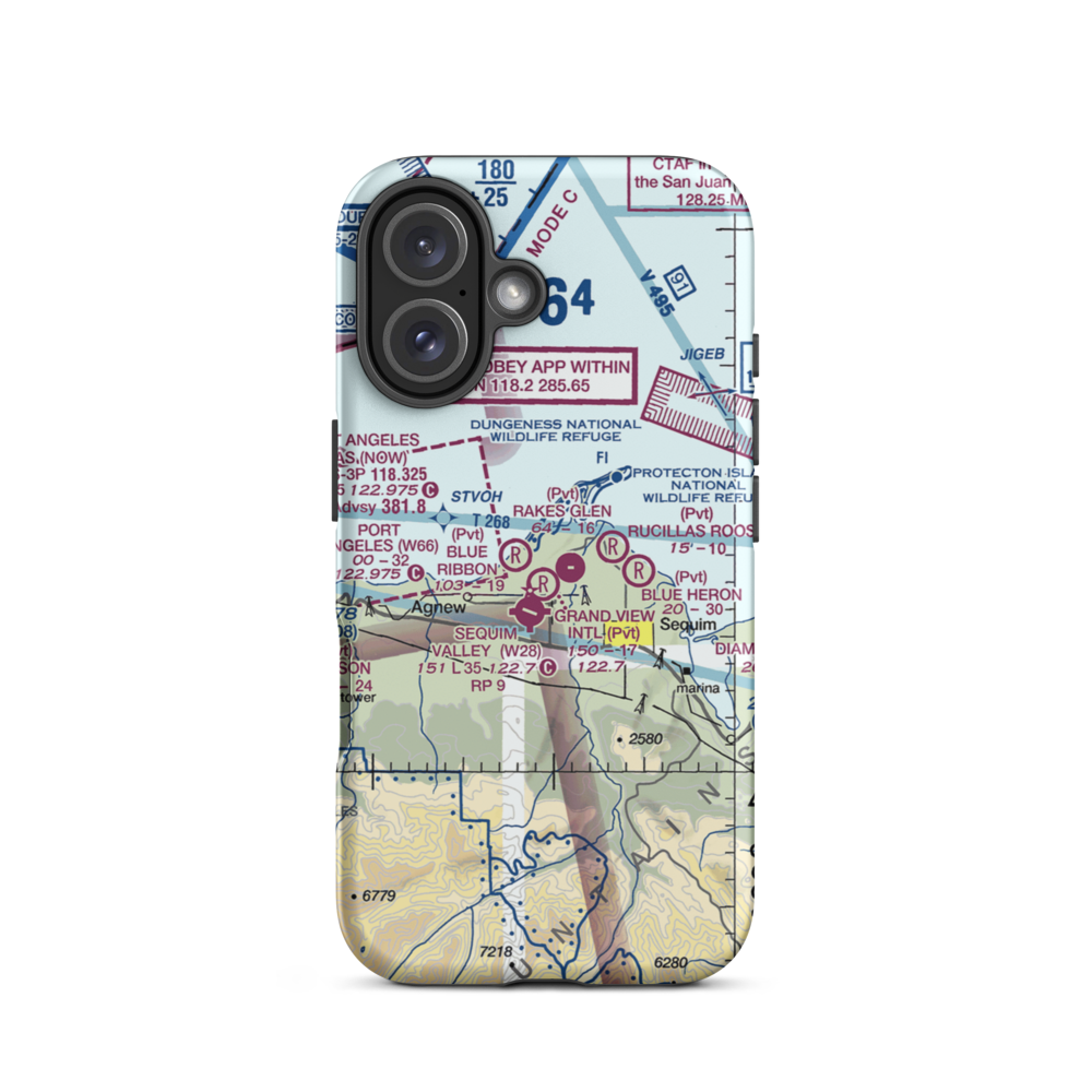 Rake's Glen Airport (WA59) VFR Sectional  Tough iPhone Case iPhone 16 model shown
