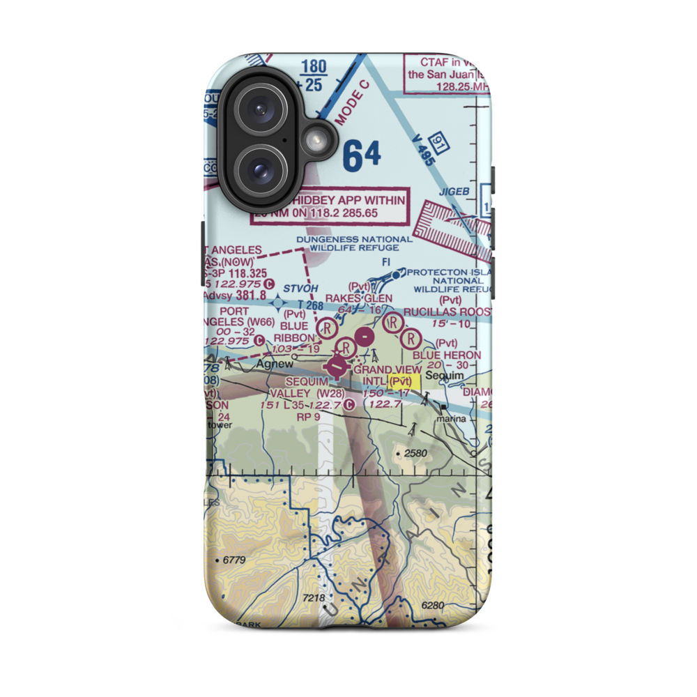 Rake's Glen Airport (WA59) VFR Sectional  Tough iPhone Case iPhone 16 Plus model shown