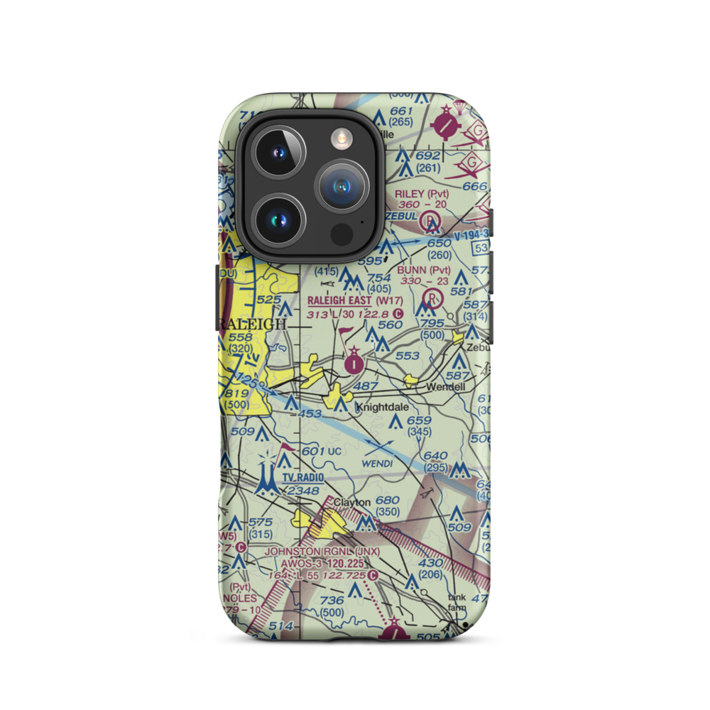 Raleigh East Airport (9NC0) VFR Sectional  Tough iPhone Case iPhone 16 Pro model shown