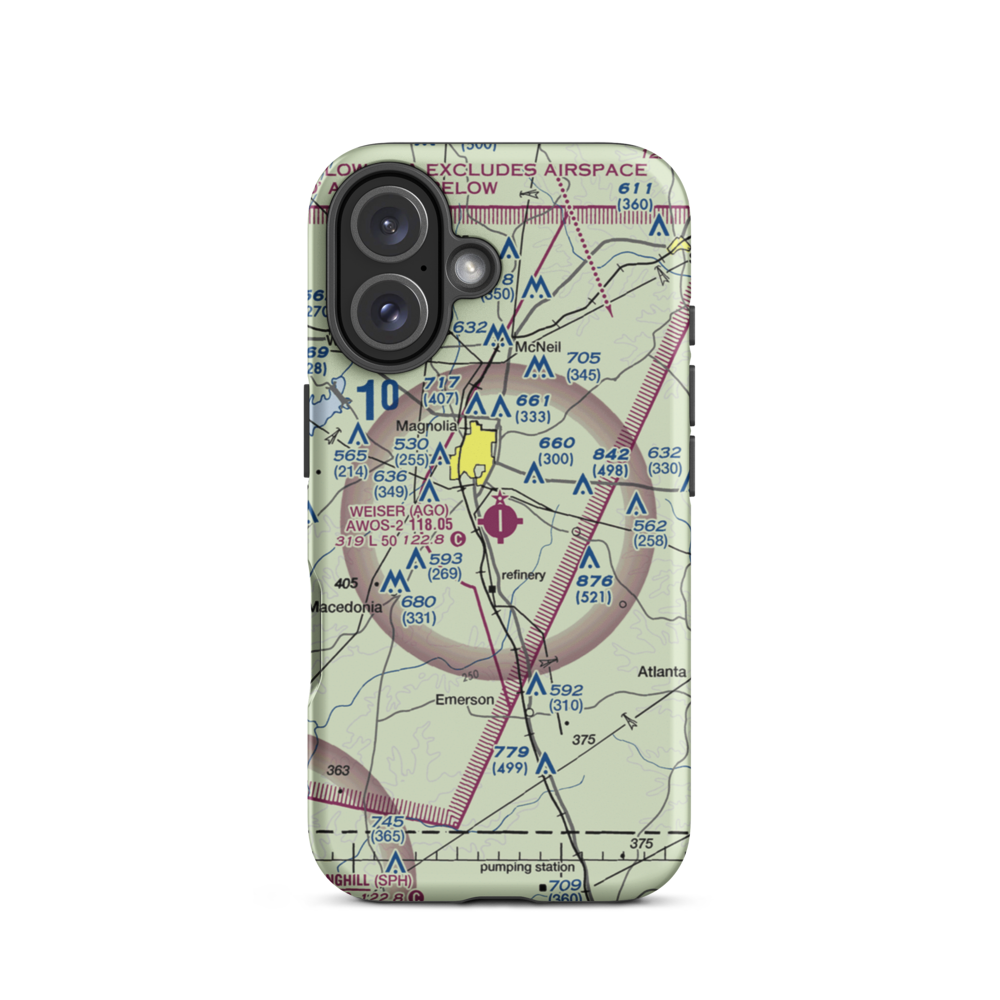 Ralph C Weiser Field (AGO) VFR Sectional  Tough iPhone Case iPhone 16 model shown