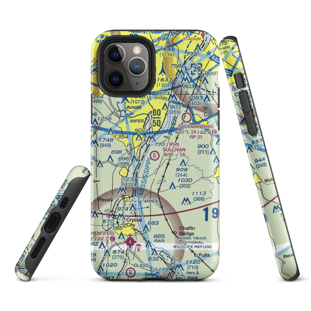 Ralph Jacobs Airport (27LL) VFR Sectional  Tough iPhone Case iPhone 11 Pro model shown