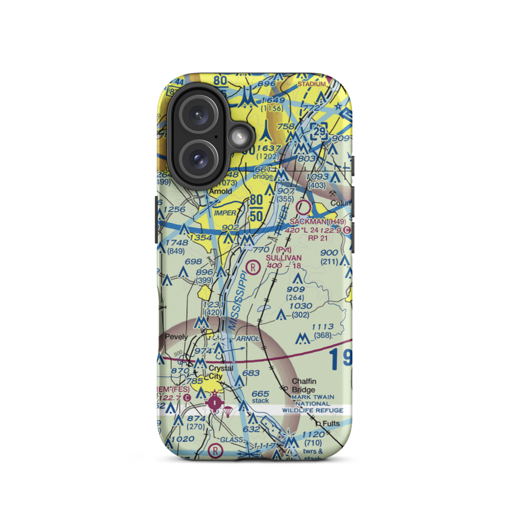 Ralph Jacobs Airport (27LL) VFR Sectional  Tough iPhone Case iPhone 16 model shown