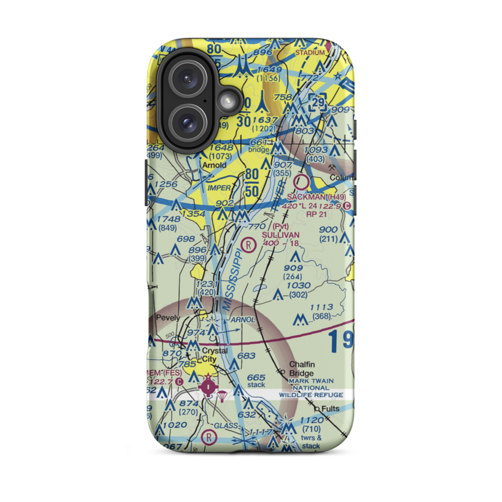 Ralph Jacobs Airport (27LL) VFR Sectional  Tough iPhone Case iPhone 16 Plus model shown