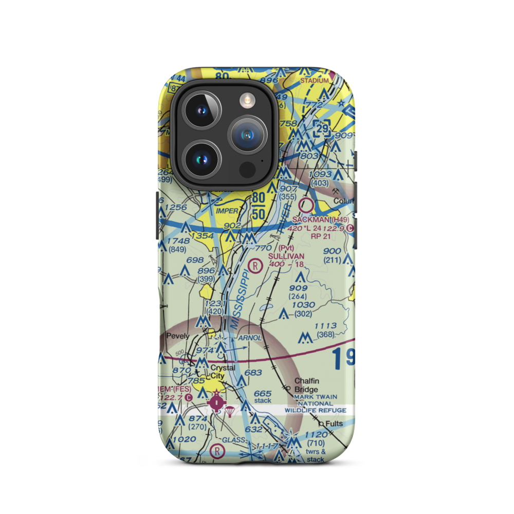 Ralph Jacobs Airport (27LL) VFR Sectional  Tough iPhone Case iPhone 16 Pro model shown