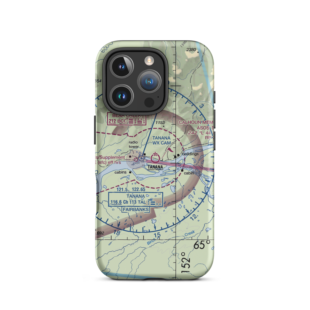Ralph M Calhoun Memorial Airport (TAL) VFR Sectional  Tough iPhone Case iPhone 16 Pro model shown