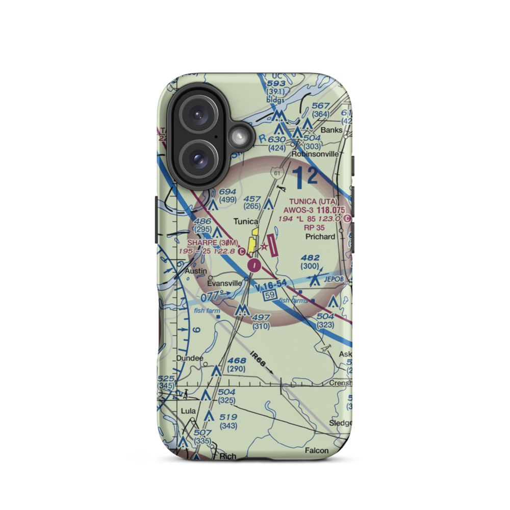 Ralph M Sharpe Airport (30M) VFR Sectional  Tough iPhone Case iPhone 16 model shown
