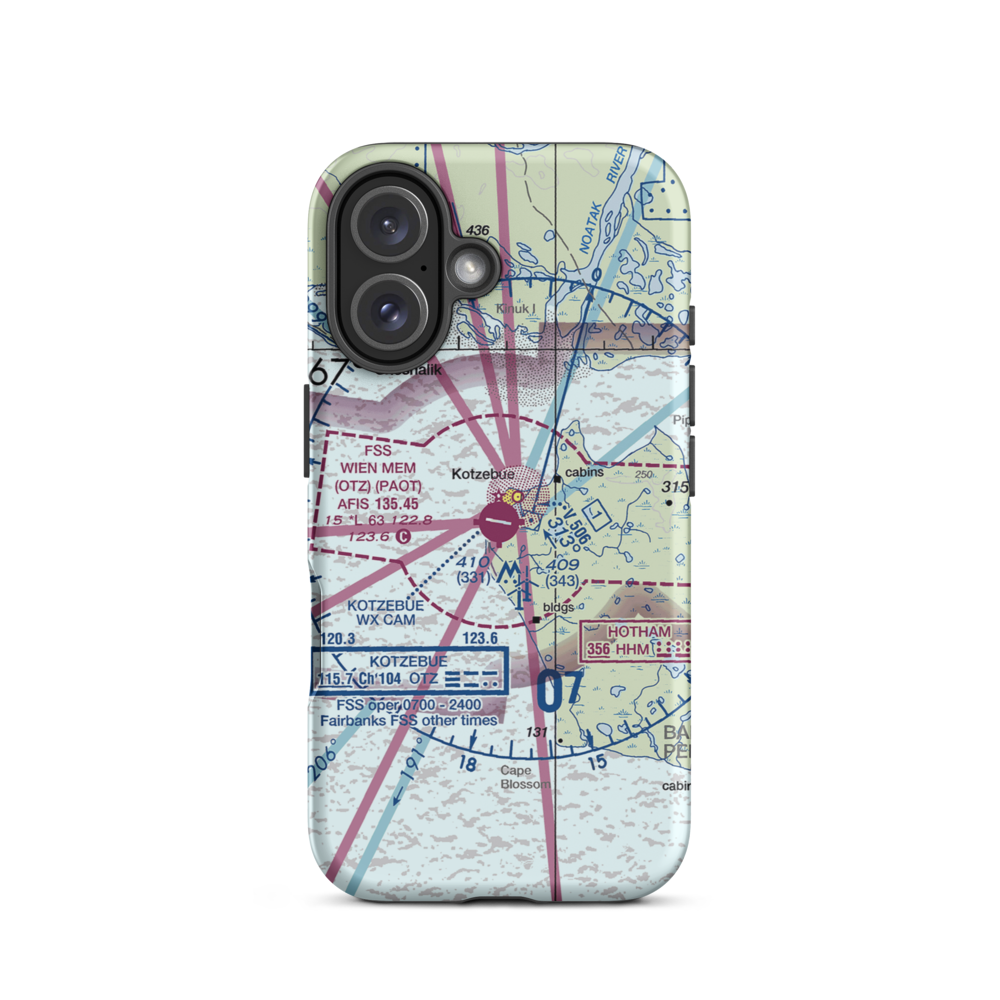 Ralph Wien Memorial Airport (OTZ) VFR Sectional  Tough iPhone Case iPhone 16 model shown
