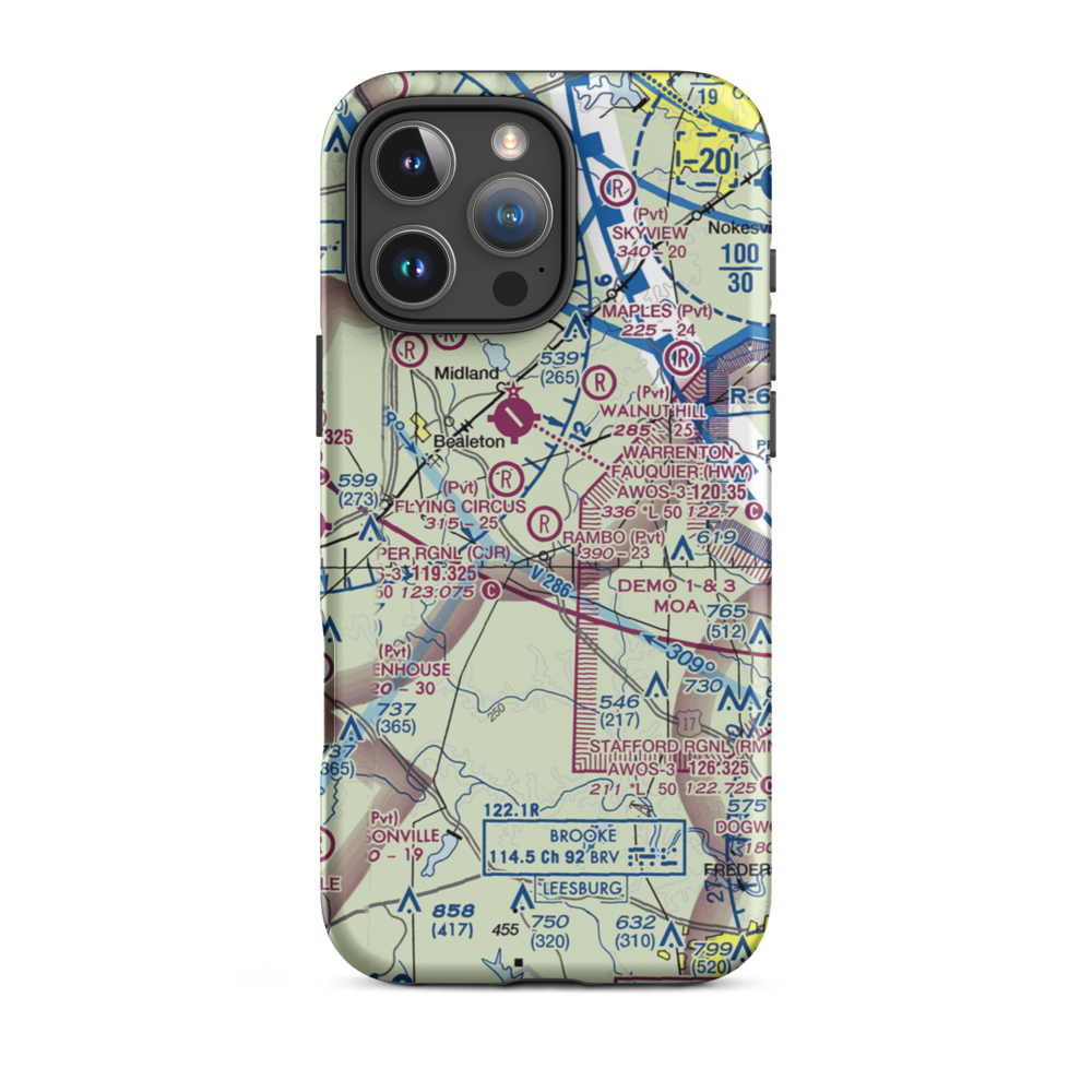 Rambo Airfield (0VA0) VFR Sectional  Tough iPhone Case iPhone 16 Pro Max model shown