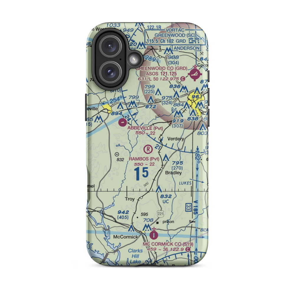 Rambos Field (SC92) VFR Sectional  Tough iPhone Case iPhone 16 Plus model shown
