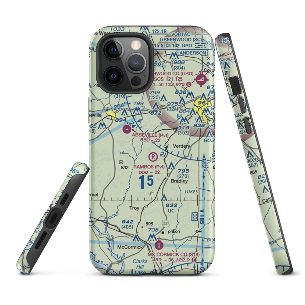 Rambos Field (SC92) VFR Sectional  Tough iPhone Case iPhone 12 Pro Max model shown