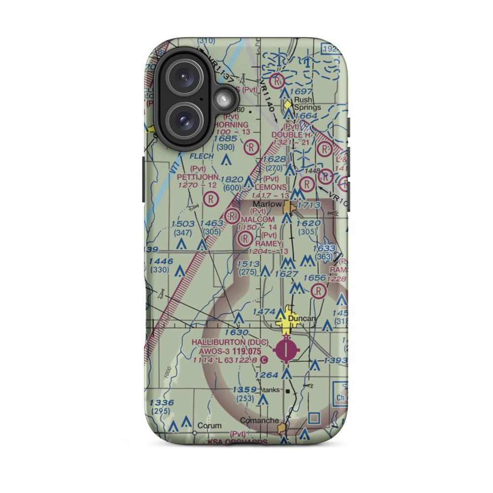Ramey 1 Airport (0OK8) VFR Sectional  Tough iPhone Case iPhone 16 Plus model shown