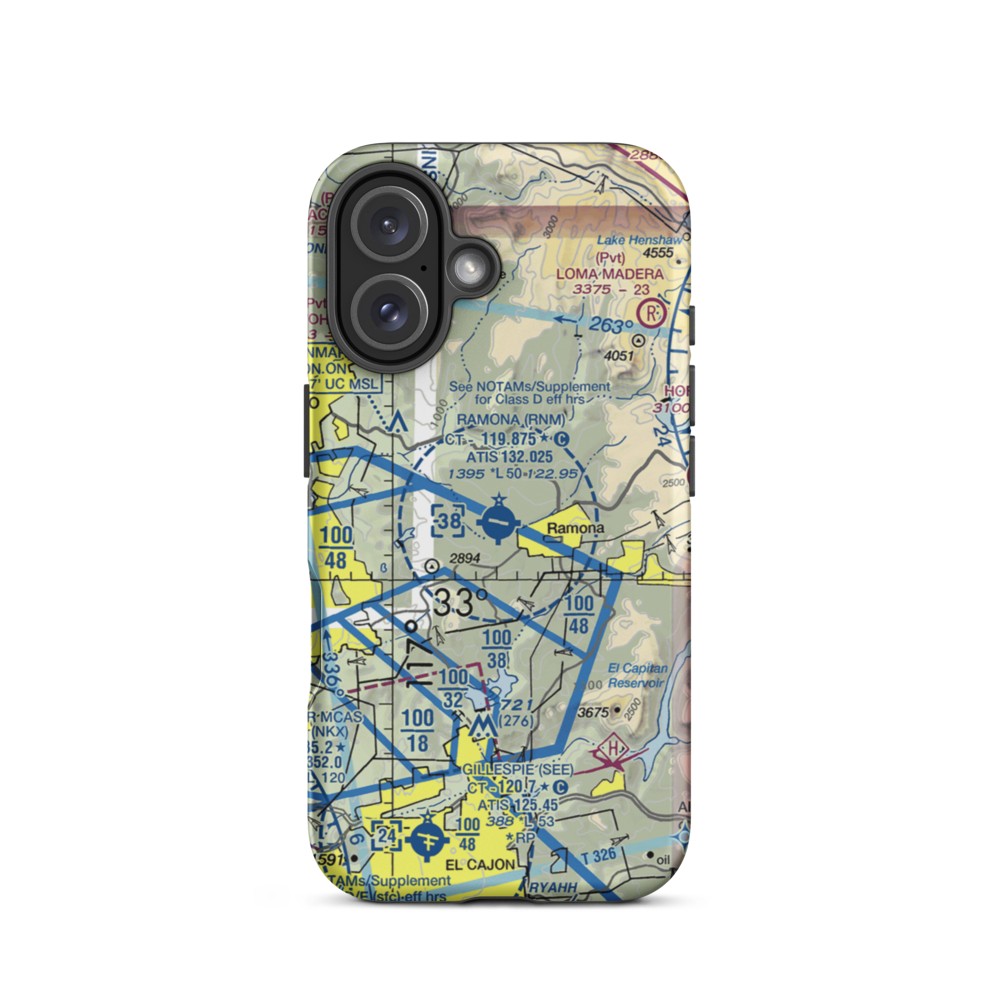 Ramona Airport (RNM) VFR Sectional  Tough iPhone Case iPhone 16 model shown