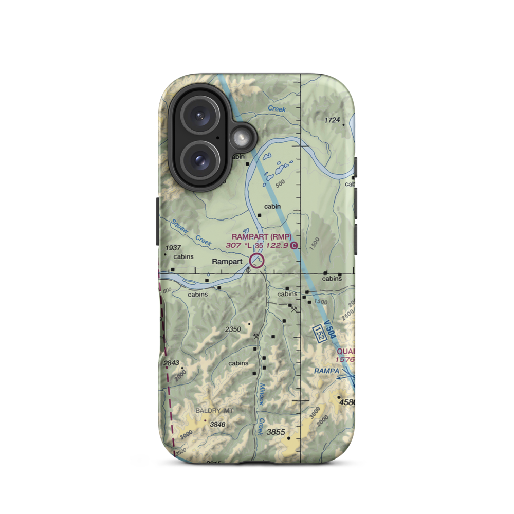 Rampart Airport (RMP) VFR Sectional  Tough iPhone Case iPhone 16 model shown