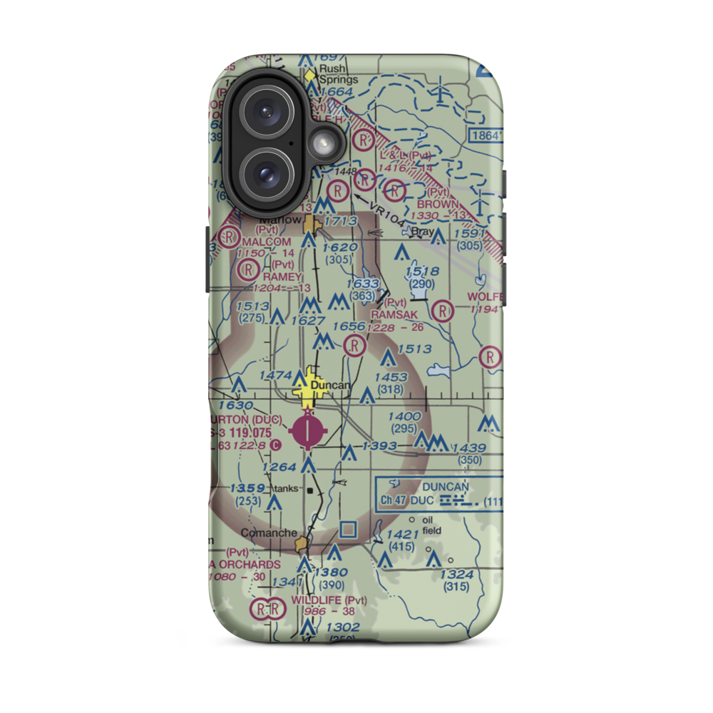 Ramsak Airport (OK67) VFR Sectional  Tough iPhone Case iPhone 16 Plus model shown