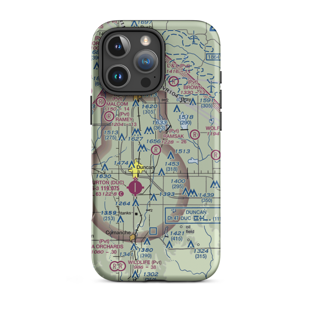 Ramsak Airport (OK67) VFR Sectional  Tough iPhone Case iPhone 16 Pro Max model shown