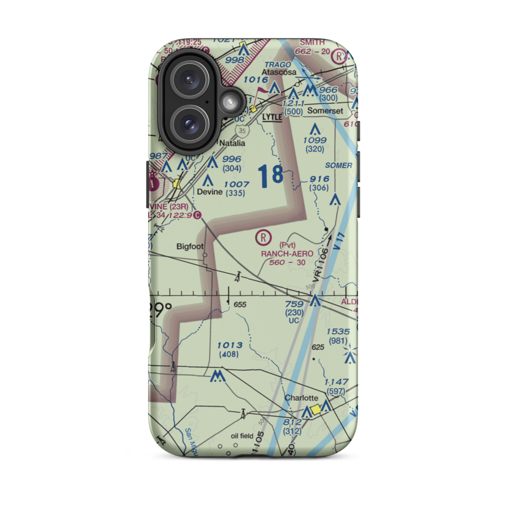 Ranch-Aero Airport (78TA) VFR Sectional  Tough iPhone Case iPhone 16 Plus model shown