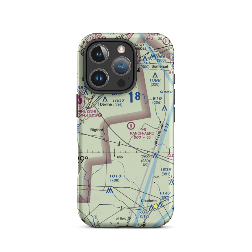 Ranch-Aero Airport (78TA) VFR Sectional  Tough iPhone Case iPhone 16 Pro model shown