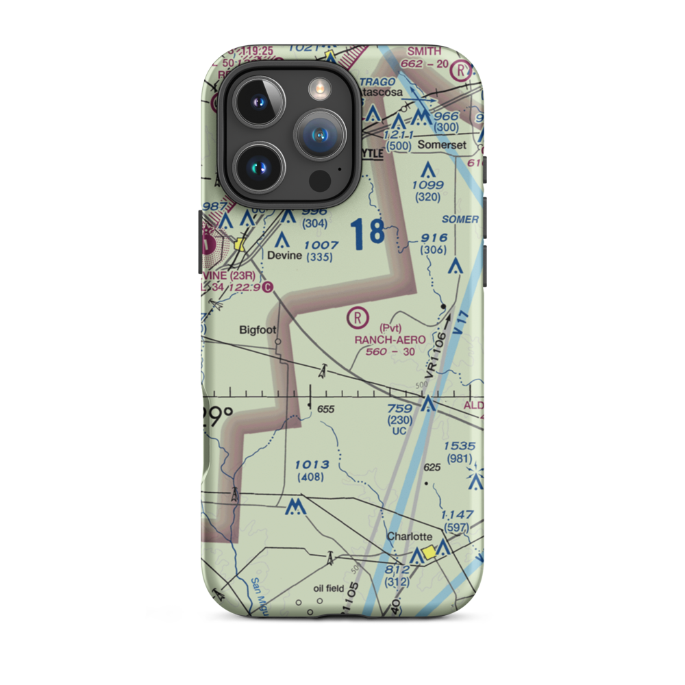 Ranch-Aero Airport (78TA) VFR Sectional  Tough iPhone Case iPhone 16 Pro Max model shown