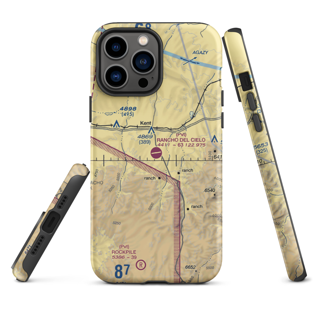 Rancho Del Cielo Airport (XS44) VFR Sectional  Tough iPhone Case iPhone 13 Pro Max model shown