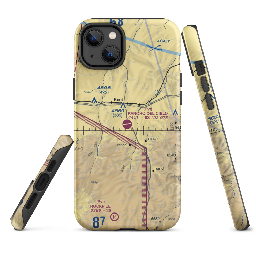 Rancho Del Cielo Airport (XS44) VFR Sectional  Tough iPhone Case iPhone 14 Plus model shown