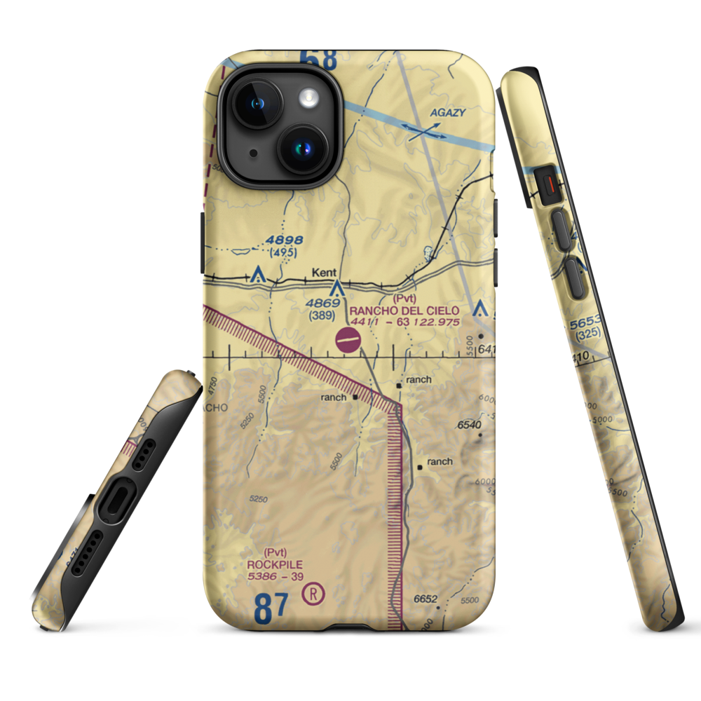 Rancho Del Cielo Airport (XS44) VFR Sectional  Tough iPhone Case iPhone 15 Plus model shown
