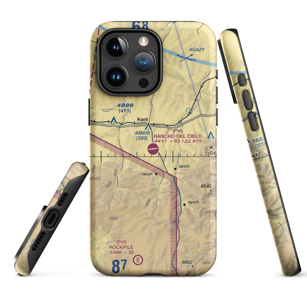 Rancho Del Cielo Airport (XS44) VFR Sectional  Tough iPhone Case iPhone 15 Pro Max model shown