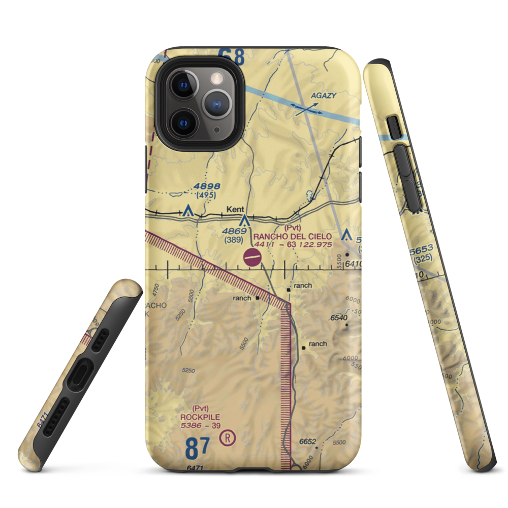 Rancho Del Cielo Airport (XS44) VFR Sectional  Tough iPhone Case iPhone 11 Pro Max model shown