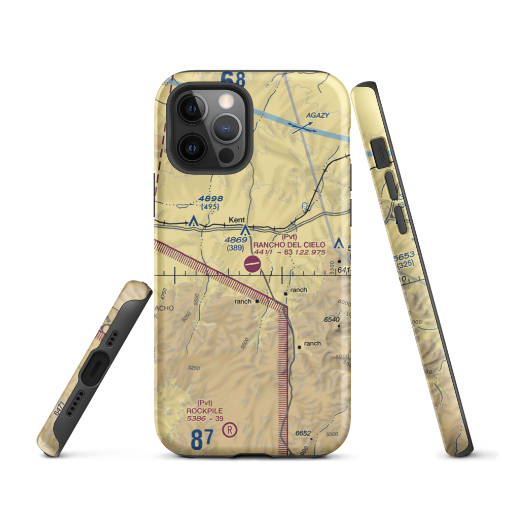 Rancho Del Cielo Airport (XS44) VFR Sectional  Tough iPhone Case iPhone 12 Pro model shown