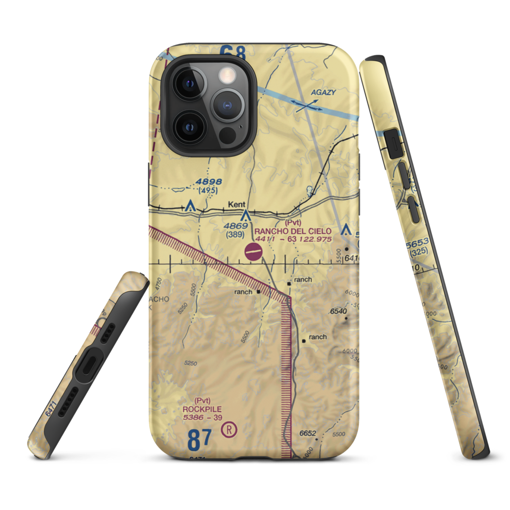 Rancho Del Cielo Airport (XS44) VFR Sectional  Tough iPhone Case iPhone 12 Pro Max model shown