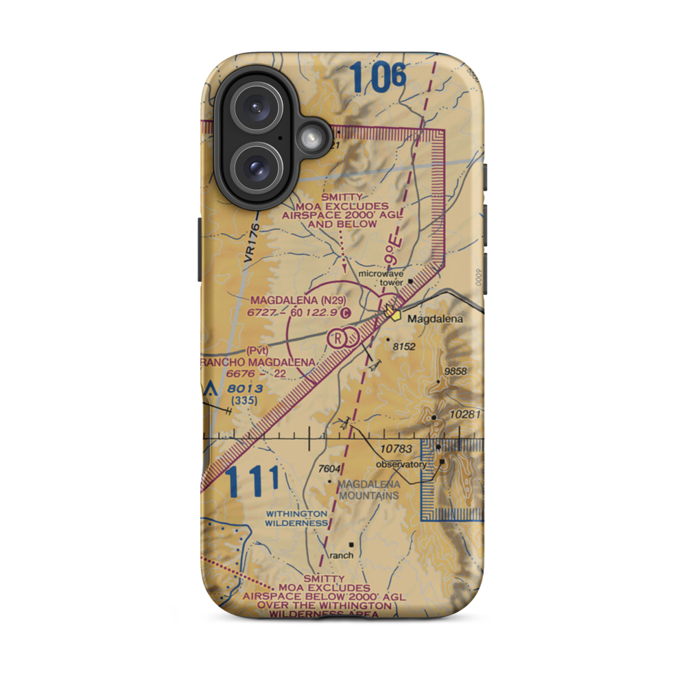 Rancho Magdalena Airport (NM01) VFR Sectional  Tough iPhone Case iPhone 16 Plus model shown