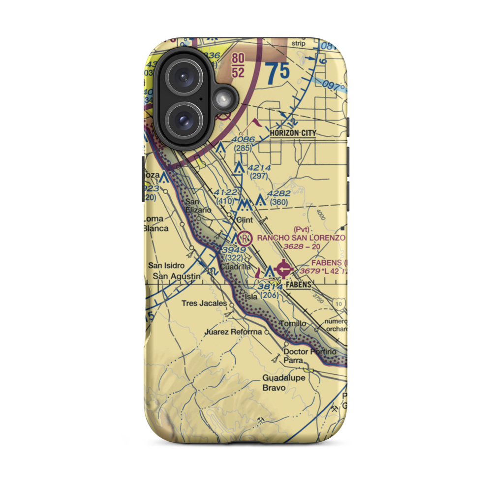 Rancho San Lorenzo Airport (TA62) VFR Sectional  Tough iPhone Case iPhone 16 Plus model shown