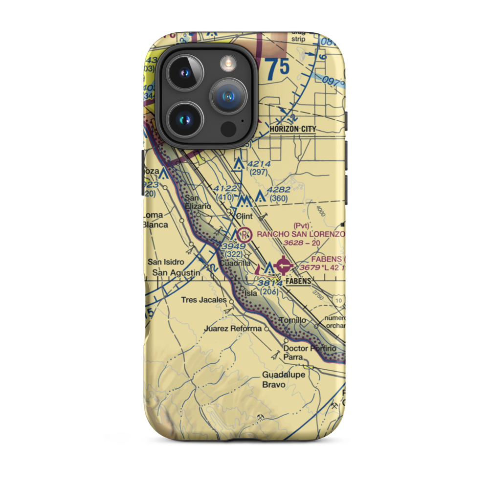 Rancho San Lorenzo Airport (TA62) VFR Sectional  Tough iPhone Case iPhone 16 Pro Max model shown
